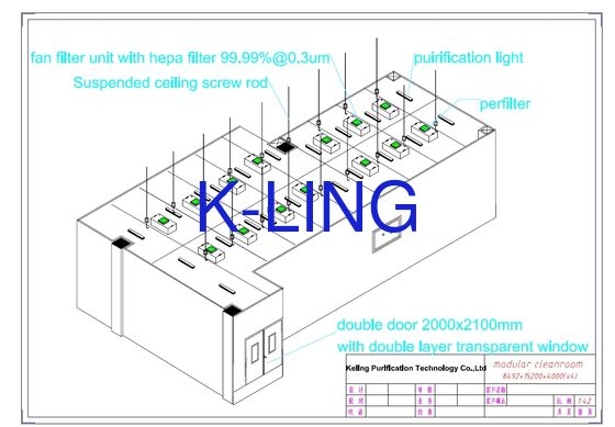 ห้องสะอาด Softwall แบบโมดูลที่มีขนาดที่สามารถปรับแต่งได้ ประเภท ISO 5-8 และไฟฟ้า 220V 50-60HZ