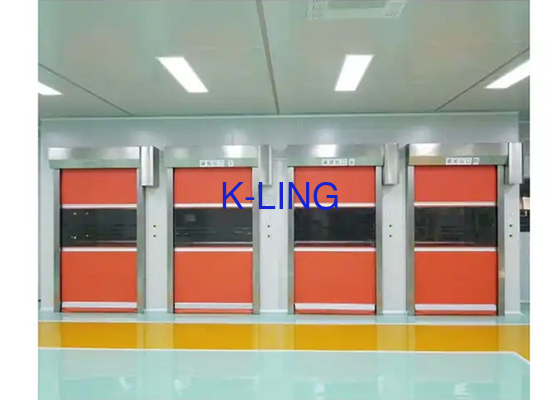 อุโมงค์ฝักบัวลมม้วนอัตโนมัติ PVC ประตูชัตเตอร์ Cargo Air Shower สำหรับทางเข้าห้องสะอาด