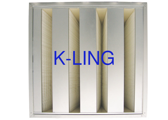 ประสิทธิภาพ V แบงค์แอร์ฟิลเตอร์ด้วย Holt Melt Beads Spacer EVA Gasket สื่อใยแก้ว