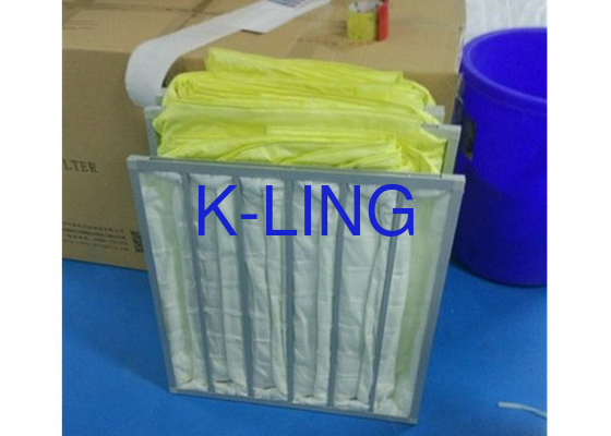 เครื่องกรองอากาศกระเป๋าที่มีเส้นใยสังเคราะห์ ทนความชื้น ความดันเริ่มต้นต่ํา