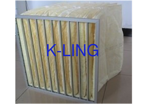 สายใยสังเคราะห์ 80% ความชื้น ไฟล์ระบายอากาศกระเป๋า กรอบเหล็กเหล็กเหล็ก 50Pa ความดันเริ่มต้น