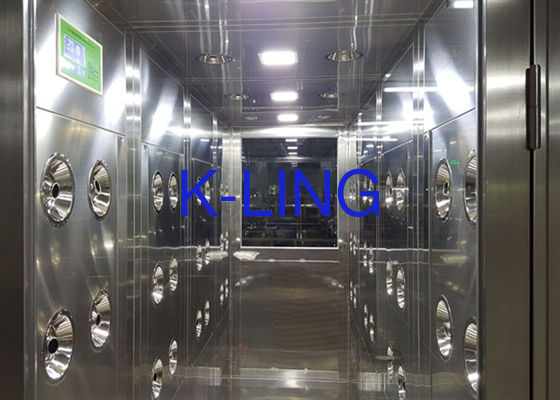 คลาส 100 ห้องสะอาดอาบน้ําอากาศด้วยการควบคุม PLC และสแตนเลส SUS304 การก่อสร้างสําหรับสินค้า
