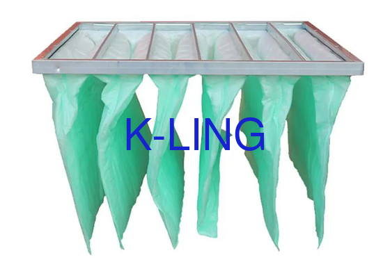 เครื่องกรองหลายกระเป๋าสําหรับเครื่องปรับอากาศที่มีปริมาณอากาศสูง 2500m3/h และติดตั้งง่าย