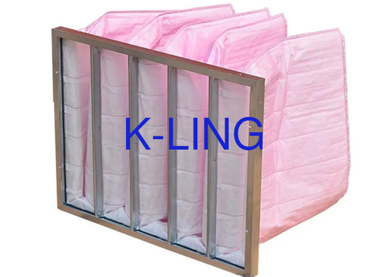 เครื่องกรองหลายกระเป๋าสําหรับเครื่องปรับอากาศที่มีปริมาณอากาศสูง 2500m3/h และติดตั้งง่าย