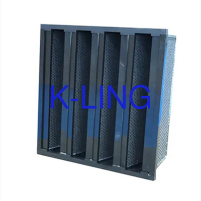 คาร์บอนประสิทธิภาพ อุณหภูมิสูง V Bank Filter สําหรับการกําจัดอนุภาคและกลิ่น