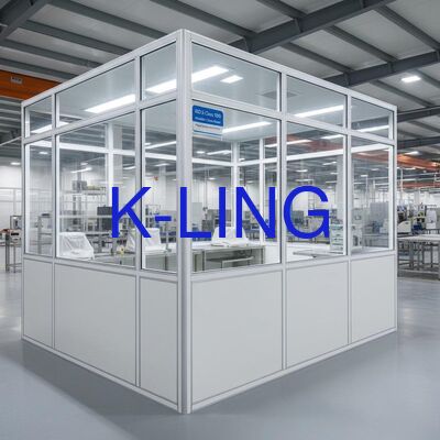 ห้องคลีนรูมแบบโมดูลาร์ ISO 5 Class 100 พร้อมแผ่นกรอง HEPA และแผ่นกรองอากาศเบื้องต้น และแผงแซนด์วิชกระจกแมกนีเซียมร็อควูลสำหรับไมโครอิเล็กทรอนิกส์