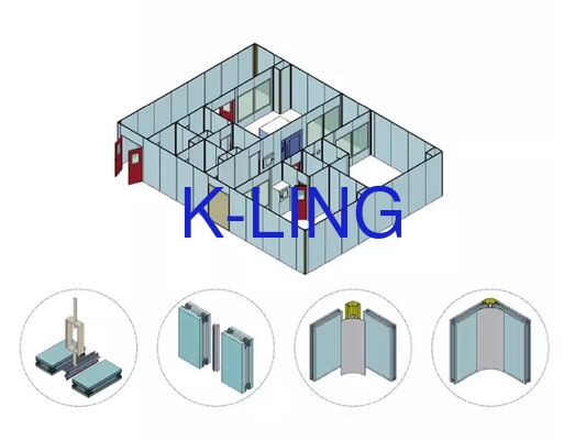 ห้องทําความสะอาดแบบโมดูลที่มีกรอง HEPA/ULPA ความหนา 50 มม สําหรับสถานที่ทํางานอากาศสะอาดประเภท 100/1000/10000