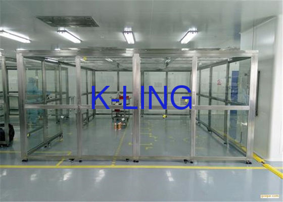 ประเภท 10000 SUS 304 Frame Softwall ห้องสะอาดสําหรับการผลิตที่มีผนังเพล็กซี่กล๊าส