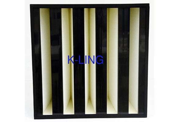 กล่องกระดาษกรองไฟเบอร์กลาสขนาดกะทัดรัดพร้อมช่องระบายอากาศ V Bank Filter