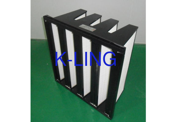 ตัวกรอง ISO เพียวริฟาย V กรอบพลาสติกกรองธนาคารที่มีปริมาณอากาศขนาดใหญ่